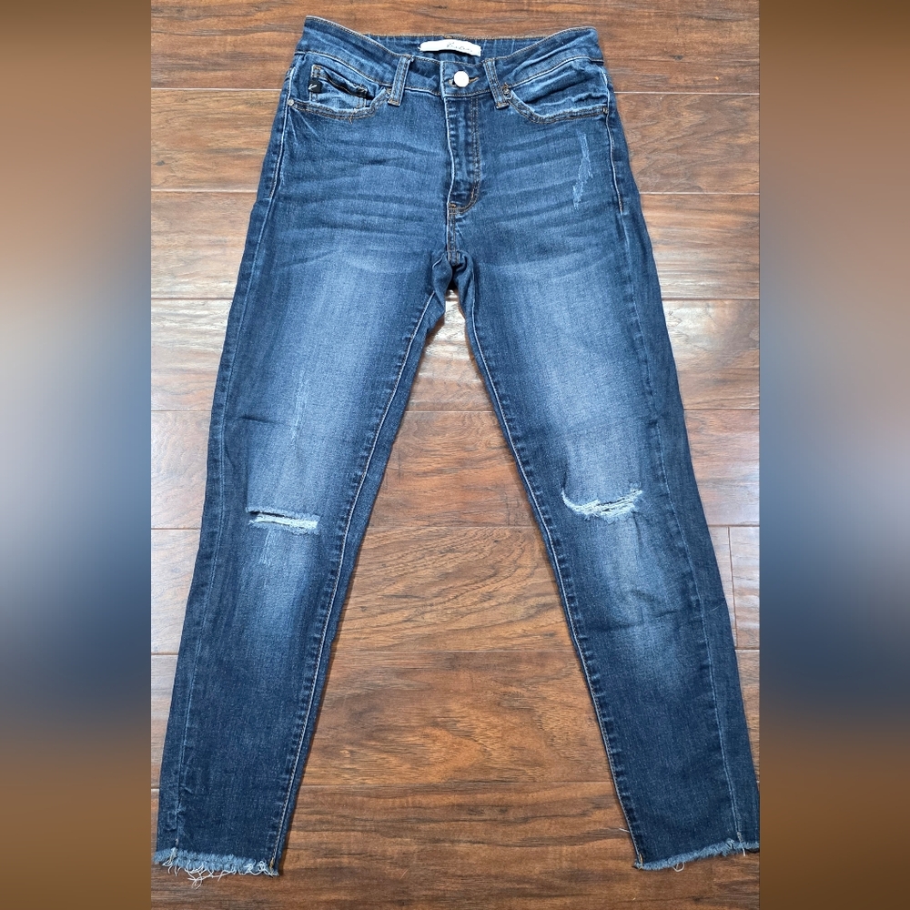 KanCan Blue Skinny Jeans with Distressed Details